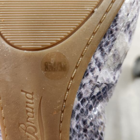 Lucky Brand Emmie Faux Leather Snakeskin Print Ballet Flats Cream Gray Tan 8 - Picture 6 of 7
